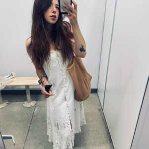 THE MOST INCREDIBLE Handmade Lace Button-Front White Midi Dress | Size S/M